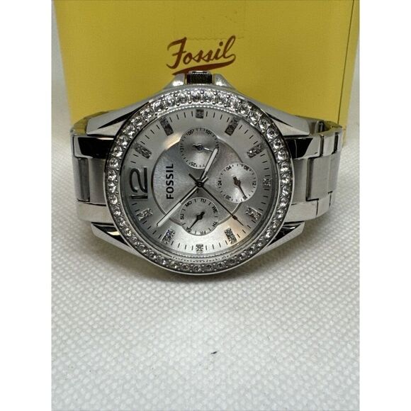 Fossil Riley ES3202 Women Silver Stainless Steel Analog Dial Quartz Watch JNA12 - Picture 6 of 12